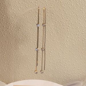 10kgp 925 sterling silver threader earrings w crystals Vintage Estate rare